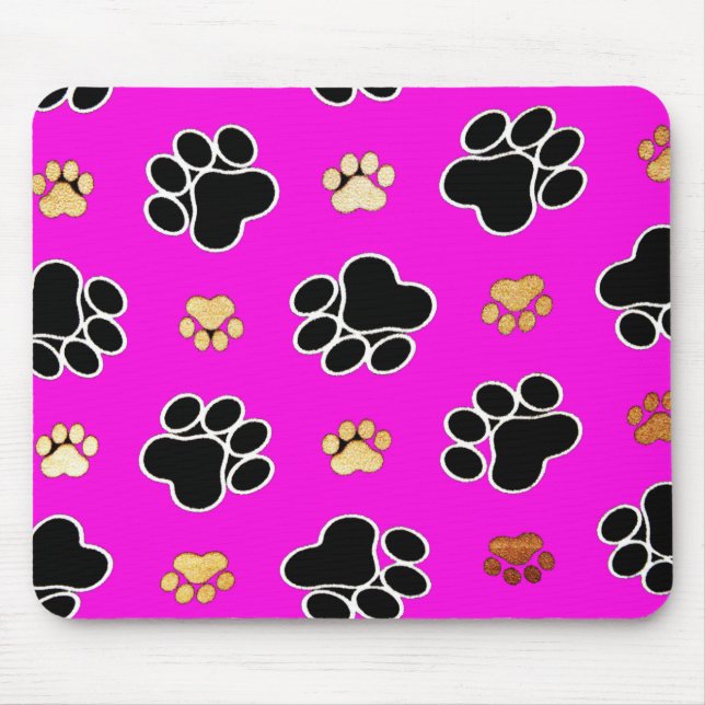 Mousepad Pata canina preta e bronca rosa (Frente)