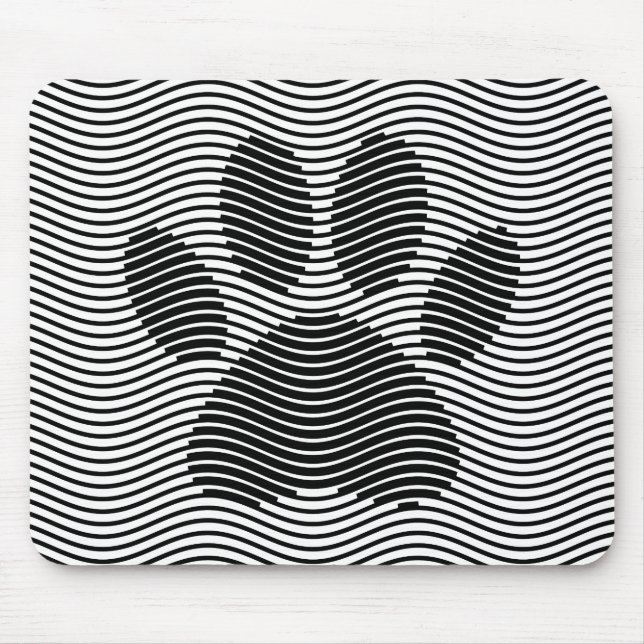 Mousepad Pata De Cães Impressa Em Ondas Pretas E Brancas (Frente)