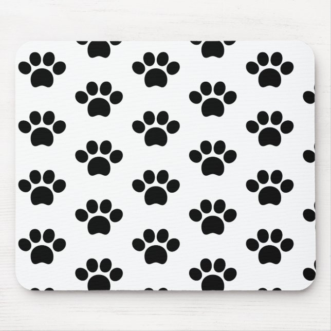 Mousepad Pata de cão de gato preto é bonita em branco (Frente)