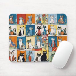 Mousepad Patch Floral para Gatos abstrato