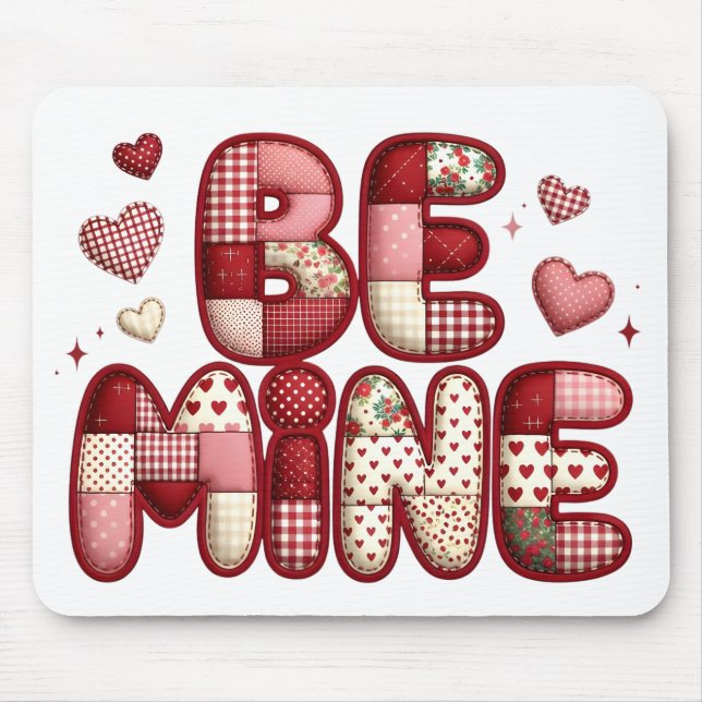 Mousepad Patchwork “Be Mine” Dia dos Namorados (Frente)