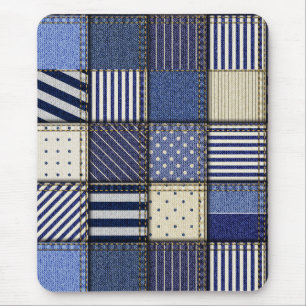 Mousepad Patchwork de Denim Azul