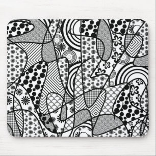 Mousepad Patchwork Preto e Branco de Padrões 02