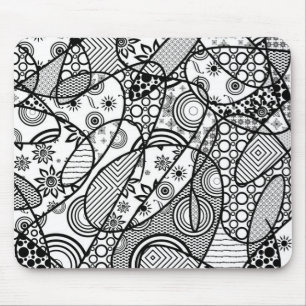 Mousepad Patchwork Preto e Branco Padrão 01