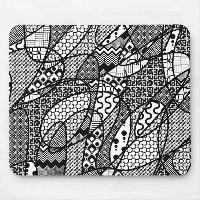Mousepad Patchwork Preto e Branco Padrão 05 (Frente)