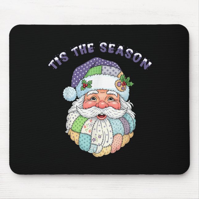 Mousepad Patchwork Santa Claus Face Preppy Girly Christmas  (Frente)