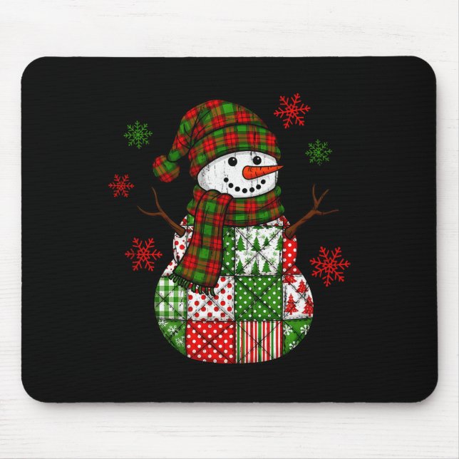 Mousepad Patchwork Snowman, Retro Funny Christmas  (Frente)
