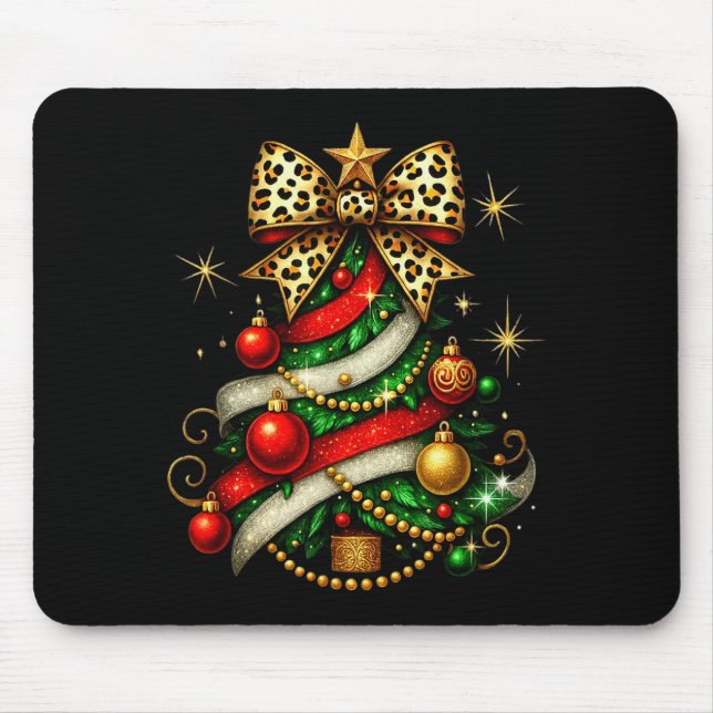Mousepad Patchwork Xmas Merry Christmas Tree Coquette Leopa (Frente)
