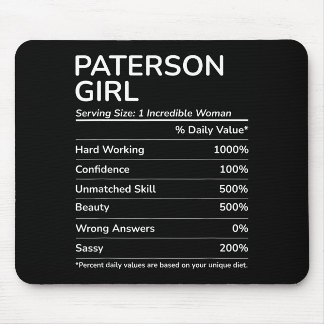 Mousepad Paterson Girl Funny New Jersey Hometown  (Frente)