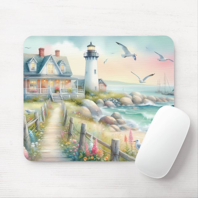 Mousepad Pathway to the Lighthouse Coastal Cottage (Com mouse)