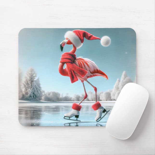 Mousepad Patinação De Gelo Do Flamingo De Natal (Com mouse)