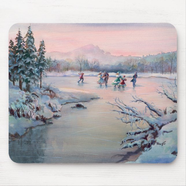 Mousepad PATINAGEM NO GELO & FLOCOS DE NEVE por SHARON (Frente)