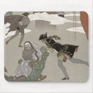 Mousepad Patinagem no gelo no lago congelado, ilustração