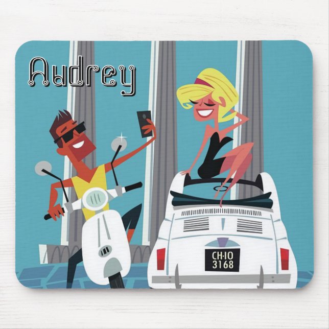 Mousepad Patinete de Feriado Romano. Personalizado (Frente)