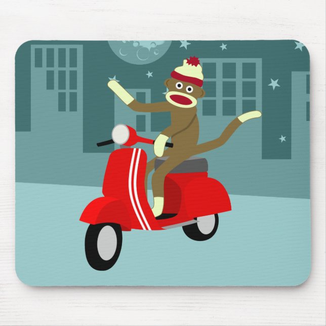 Mousepad Patinete do Vespa do macaco da peúga (Frente)