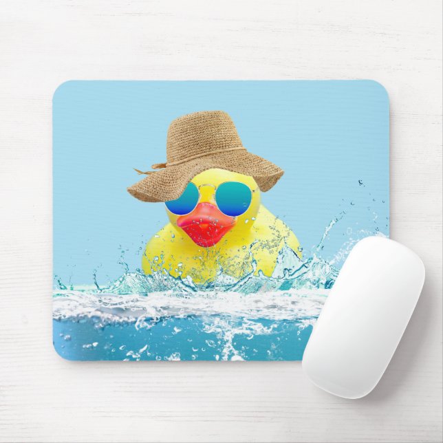 Mousepad Pato Amarelo com Óculos Solares na Água (Com mouse)