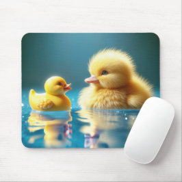 Mousepad Pato Amarelo com Pato de Borracha de Brinquedo