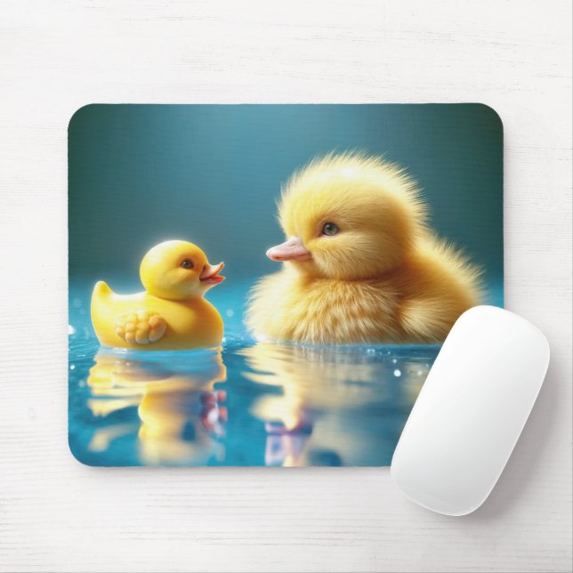 Mousepad Pato Amarelo com Pato de Borracha de Brinquedo (Com mouse)