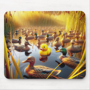 Mousepad Pato De Borracha Amarelo Com Cascos De Caça