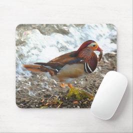 Mousepad Pato de mandarim com peixe no lago