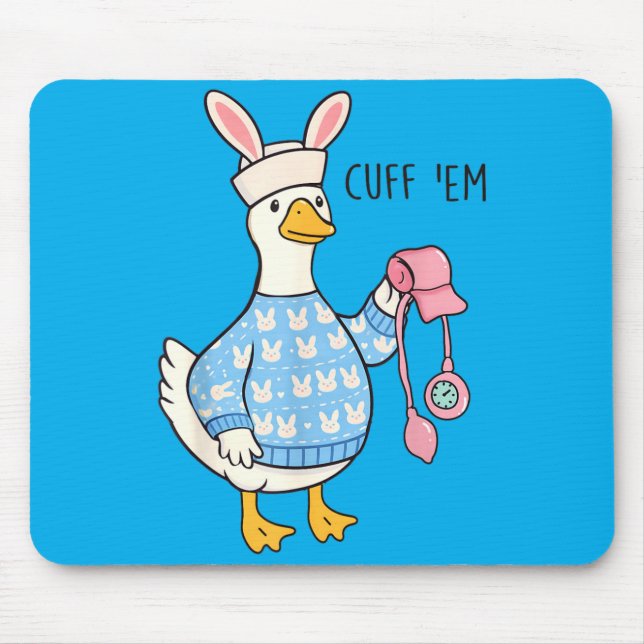 Mousepad Pato de Páscoa Fofo Enfermeira Usando Chapéu de Co (Frente)