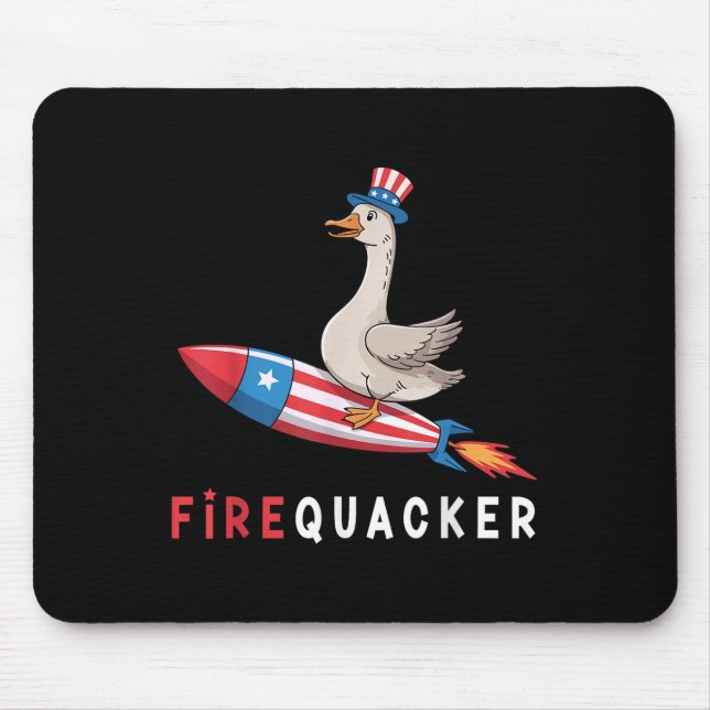 Mousepad Pato do Dia 4 de Julho Firequacker Patriótico Quat (Frente)