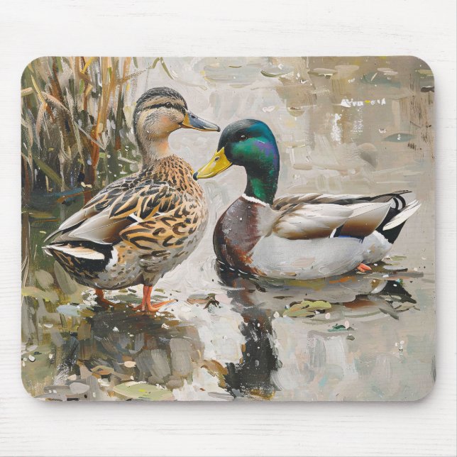 Mousepad Pato e Mallard Wildlife Painting (Frente)