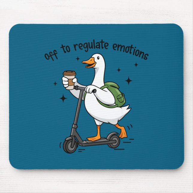 Mousepad Pato engraçado de scooter vai regular emoções (Frente)