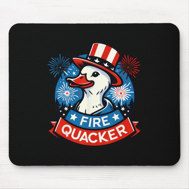 Mousepad Pato engraçado do Dia Quatro de Julho Fire Quacker (Frente)