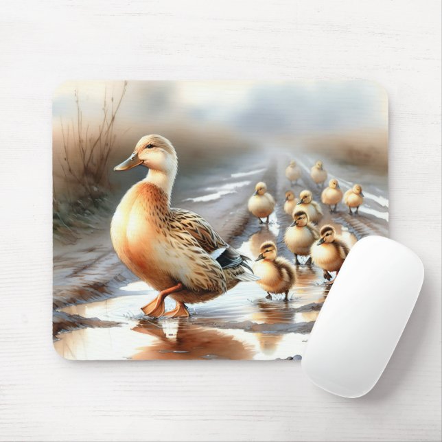 Mousepad Pato-Mãe-De-Água Com Patos (Com mouse)