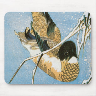 Mousepad Pato Selvagem Nadando entre Caneiros Carregados de