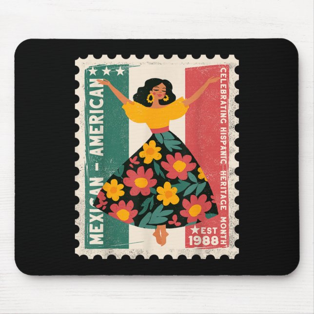 Mousepad Patrimônio Hispânico do Dançarino Floral Mexicano  (Frente)
