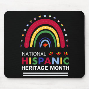 Mousepad Patrimônio Hispânico Mês Arco-Íris e Bandeiras Boh