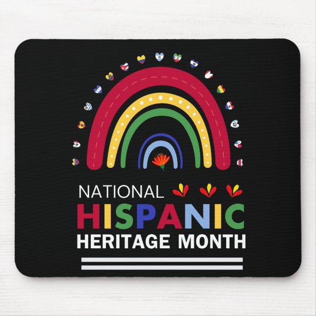 Mousepad Patrimônio Hispânico Mês Arco-Íris e Bandeiras Boh (Frente)