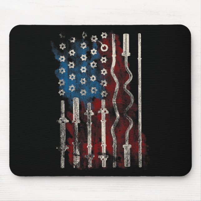 Mousepad Patriotic American Flag Gym For Weight Lifters  (Frente)