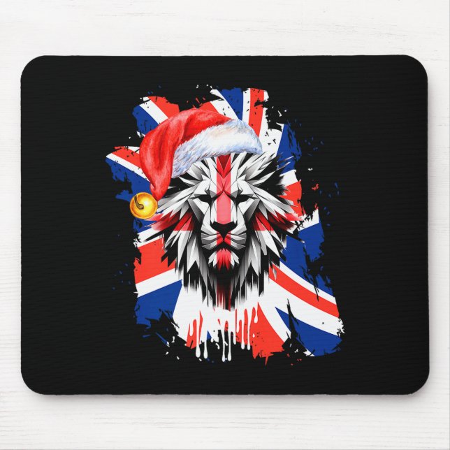 Mousepad Patriotic British Christmas Uk English Flag Premiu (Frente)