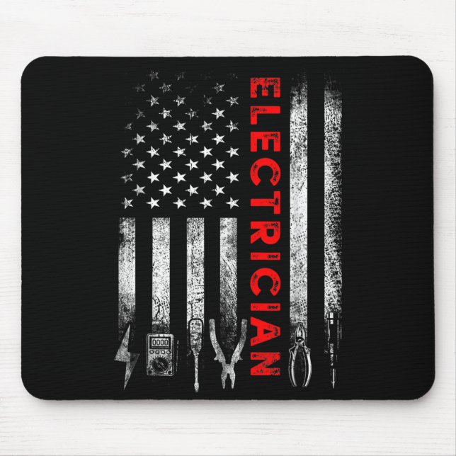 Mousepad Patriotic Electrician American Flag Fathers Day  (Frente)