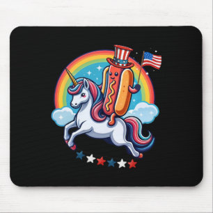 Mousepad Patriotic Hotdog Dirigindo Unicórnio 4 De Julho Am