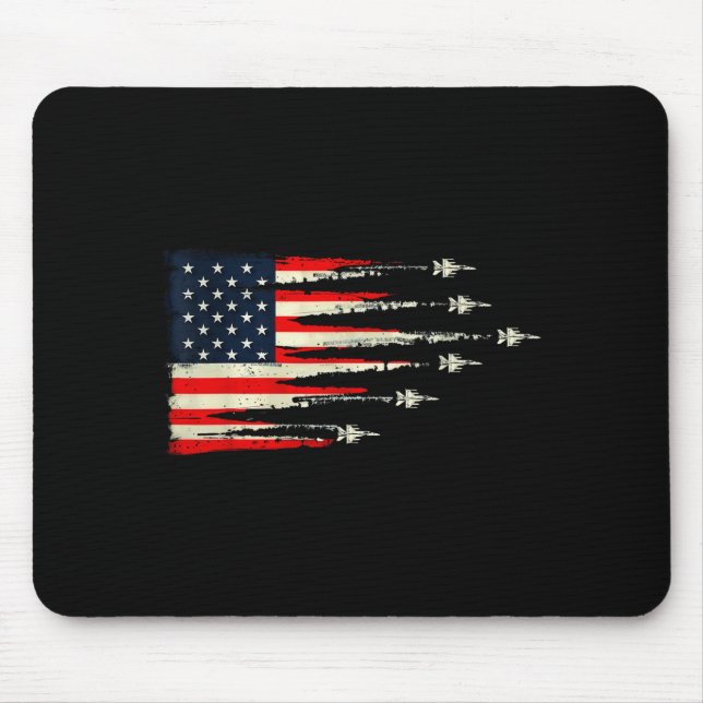 Mousepad Patriotic Red White Blue Usa Flag Fighter Jets 4th (Frente)