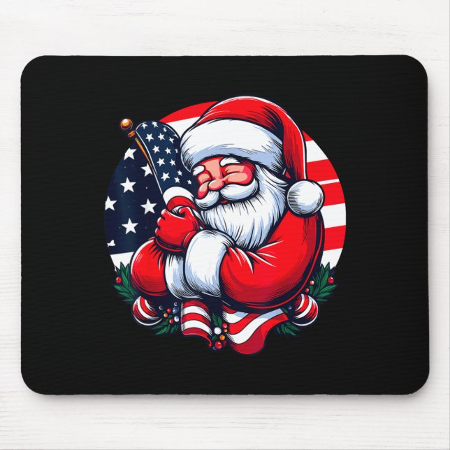 Mousepad Patriotic Santa Claus Men Women Usa Flag Christmas (Frente)