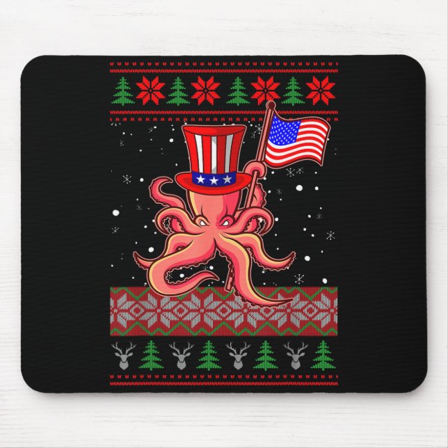 Mousepad Patriotic Ugly Christmas Sweater Women Kids Men  (Frente)
