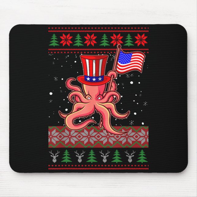 Mousepad Patriotic Ugly Christmas Sweater Women Kids Men  (Frente)