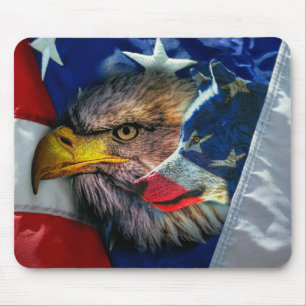 Mousepad Patriótica Americana Flag Bald Eagle Wolf