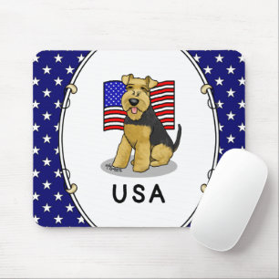 Mousepad Patriótico do Cão de Terrier Terrier Dog, Bandeira
