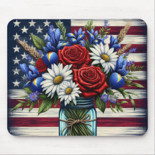 Mousepad Patriótico, floral Americano angustiado