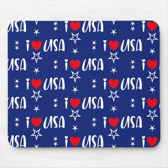 MOUSEPAD PATRIÓTICO VERMELHO AZUL EU AMO OS EUA (Frente)
