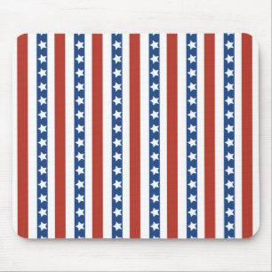 Mousepad Patriótico Vermelho Branco Azul Estrelas e Libert