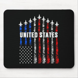 Mousepad Patriótico Vermelho Branco Azul Usa Bandeira Jatos