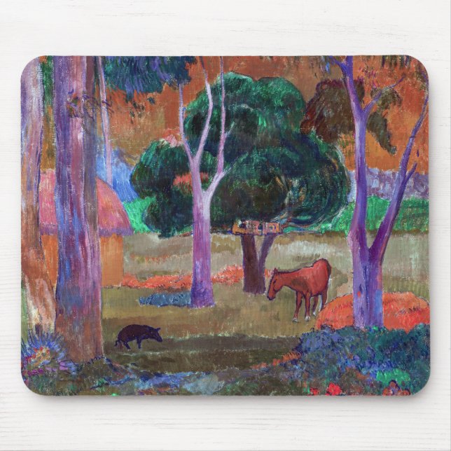 Mousepad Paul Gauguin - Paisagem com um Porco e um Cavalo (Frente)
