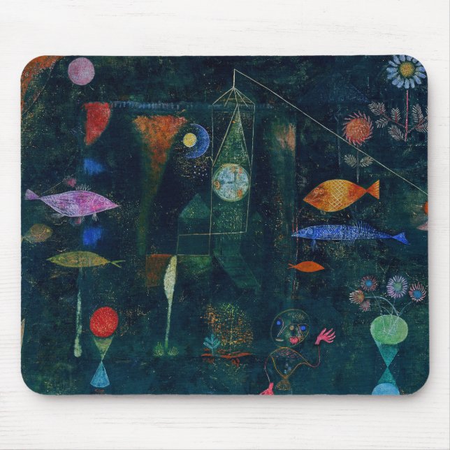Mousepad Paul Klee Fish Magic Abstrato Pintura Gráfica (Frente)